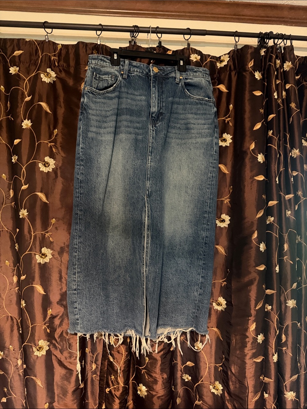 Blue Denim Midi Skirt - Classic High-Rise Women Jeans skirt